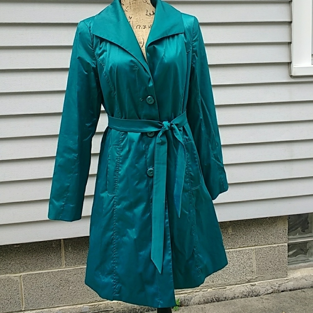 Teal trench coat
